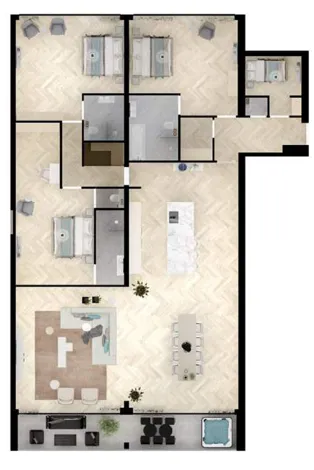 Voorbeeld van een plattegrond van een appartement